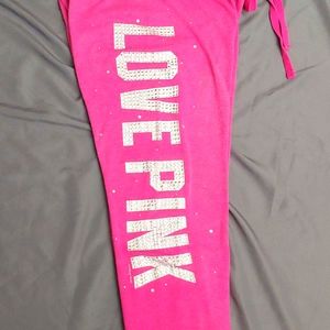 VICTORIA'S SECRET * RHINESTONE PINK JOGGERS * SIZE SP * LOVE PINK * VINTAGE